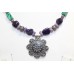 Thread Pendant Necklace 925 Sterling Silver Natural Amethyst Malachite Stones B4